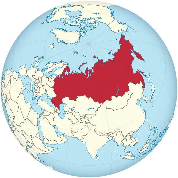 Map of Russia on Globe