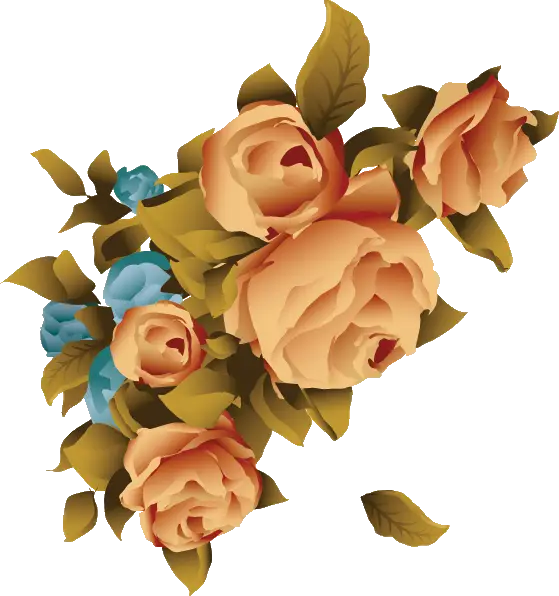 Bouquet of Orange and Blue Flowers