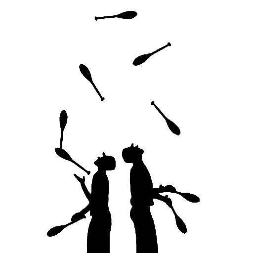 Black Silhouettes of Juggling Performers