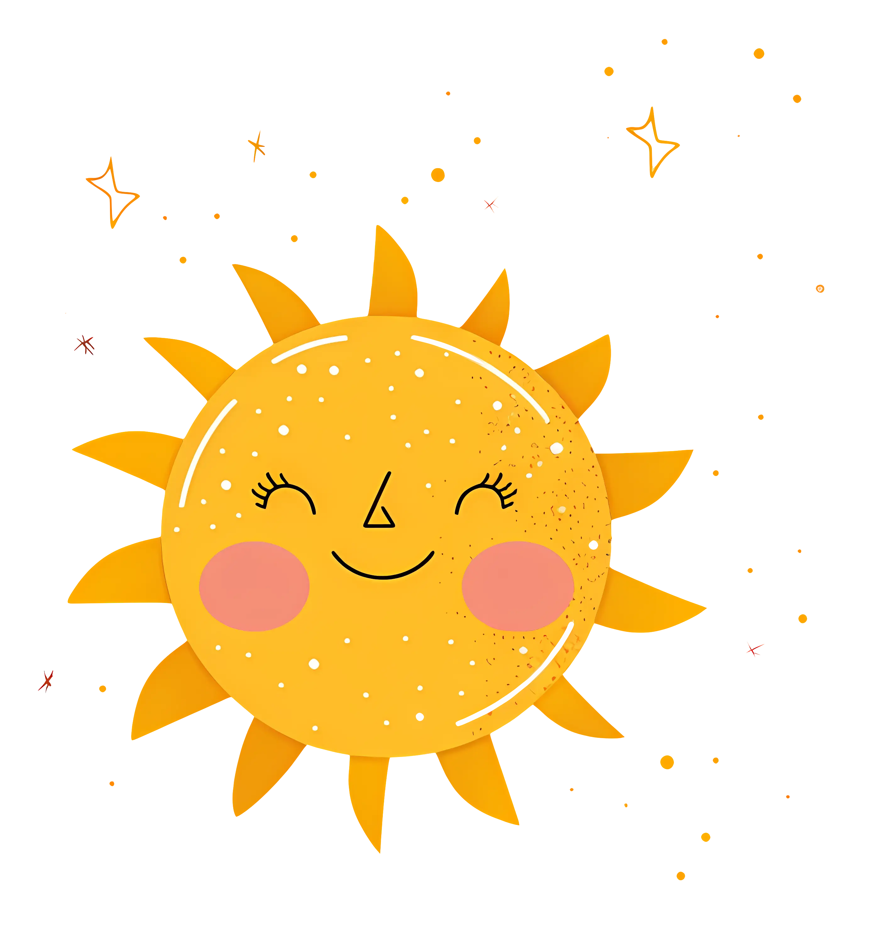 Smiling Sun Illustration with Cheeks
