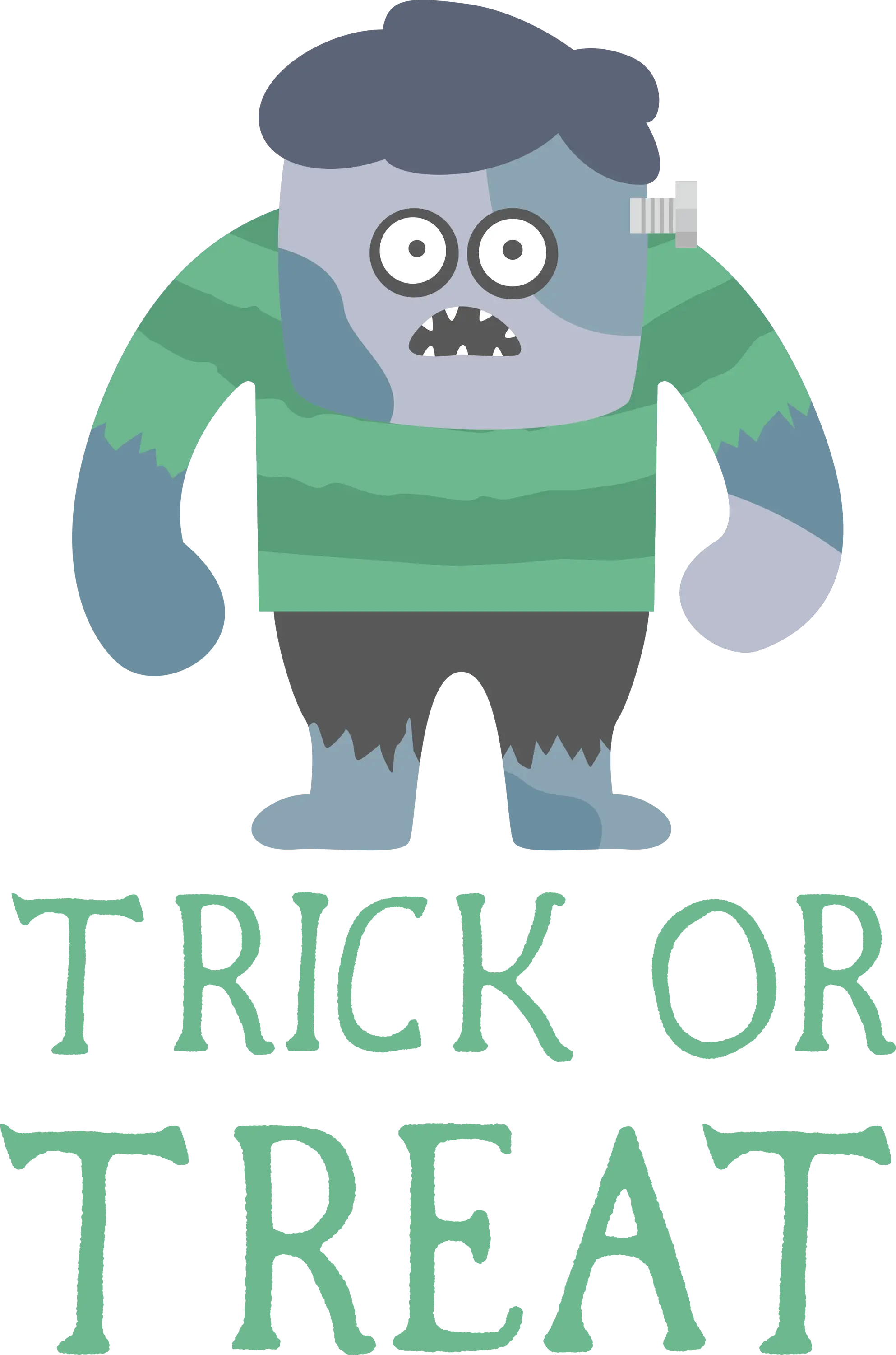 Cute Zombie Illustration with Trick or Treat Text