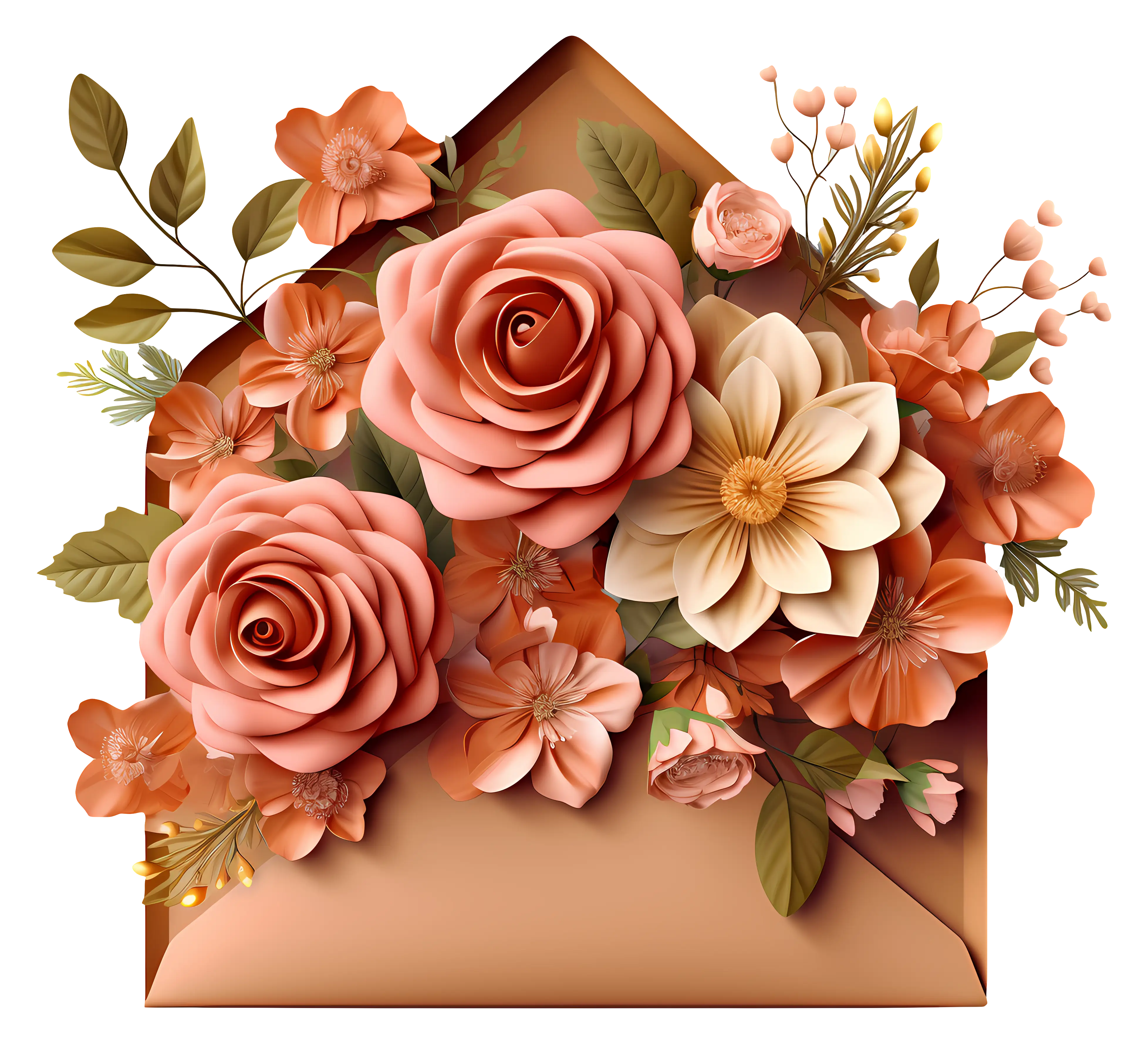Decorative Pink Roses in an Envelope