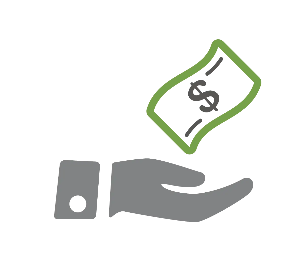Hand with Money Icon for Financial Transactions