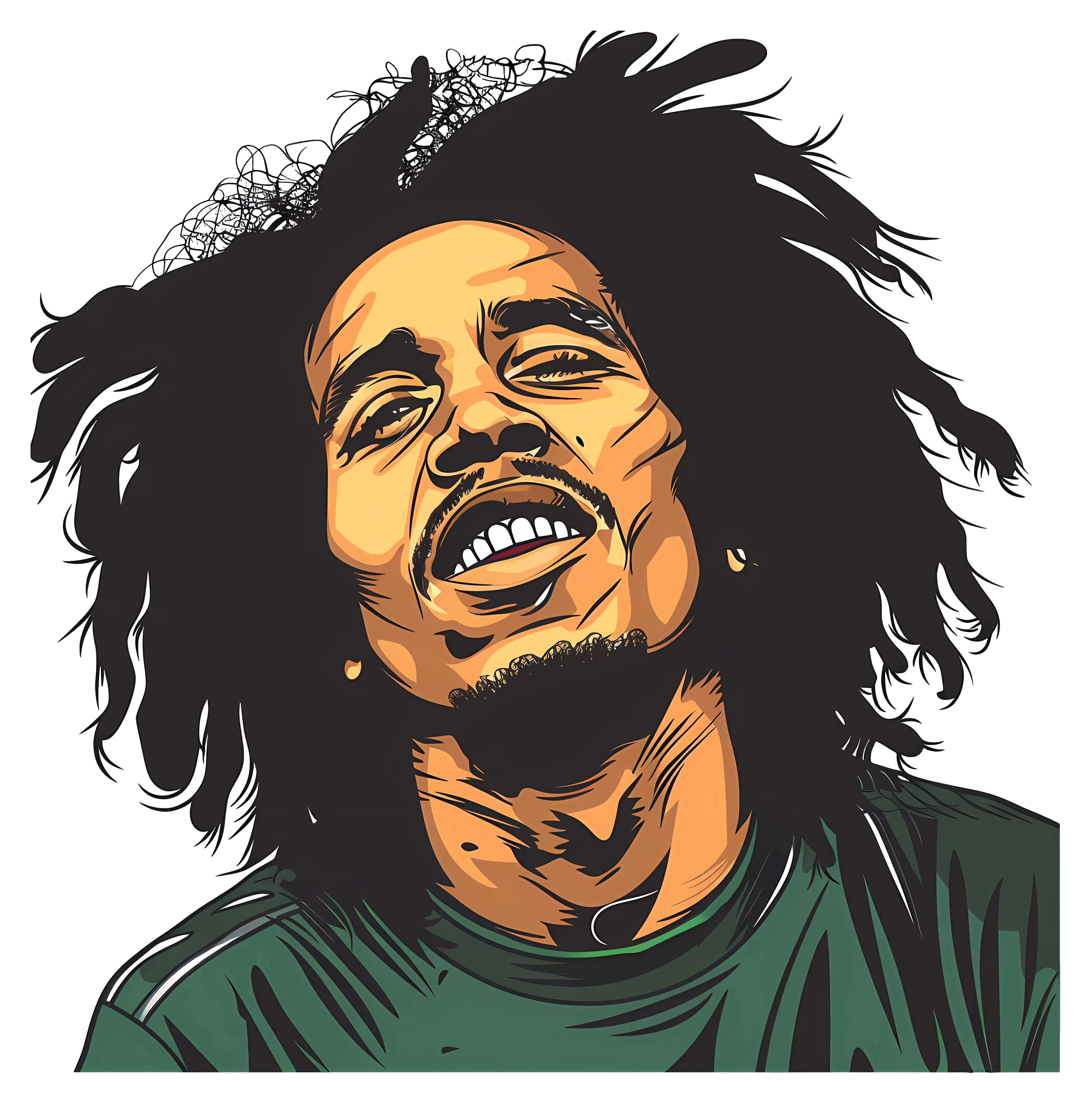 Illustration of a Man with Dreadlocks Smiling