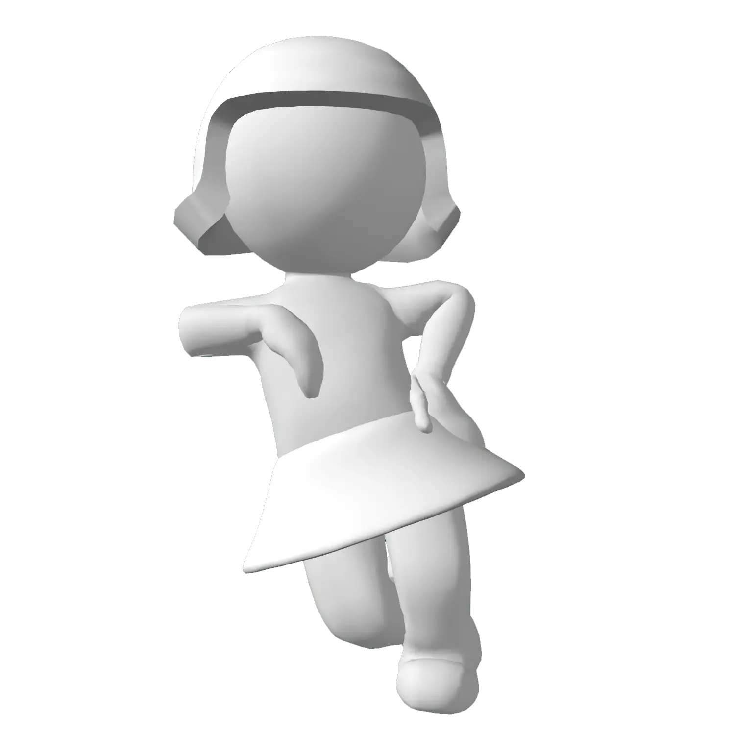 3D White Girl Figure in Motion