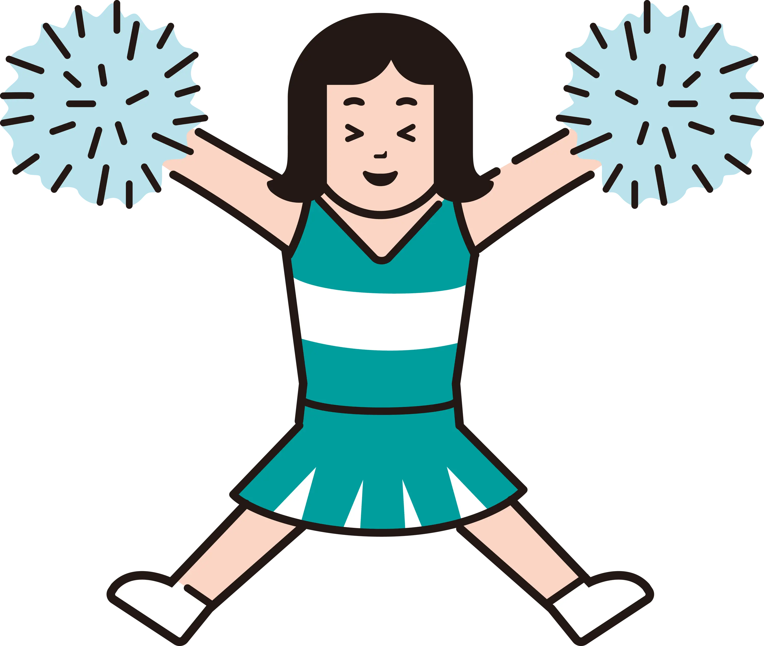 Cheerleader with Blue Pom-Poms