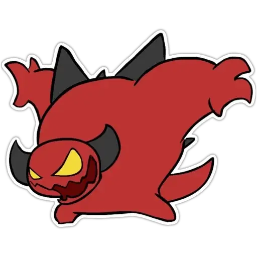 Red Cartoon Monster with Yellow Eyes