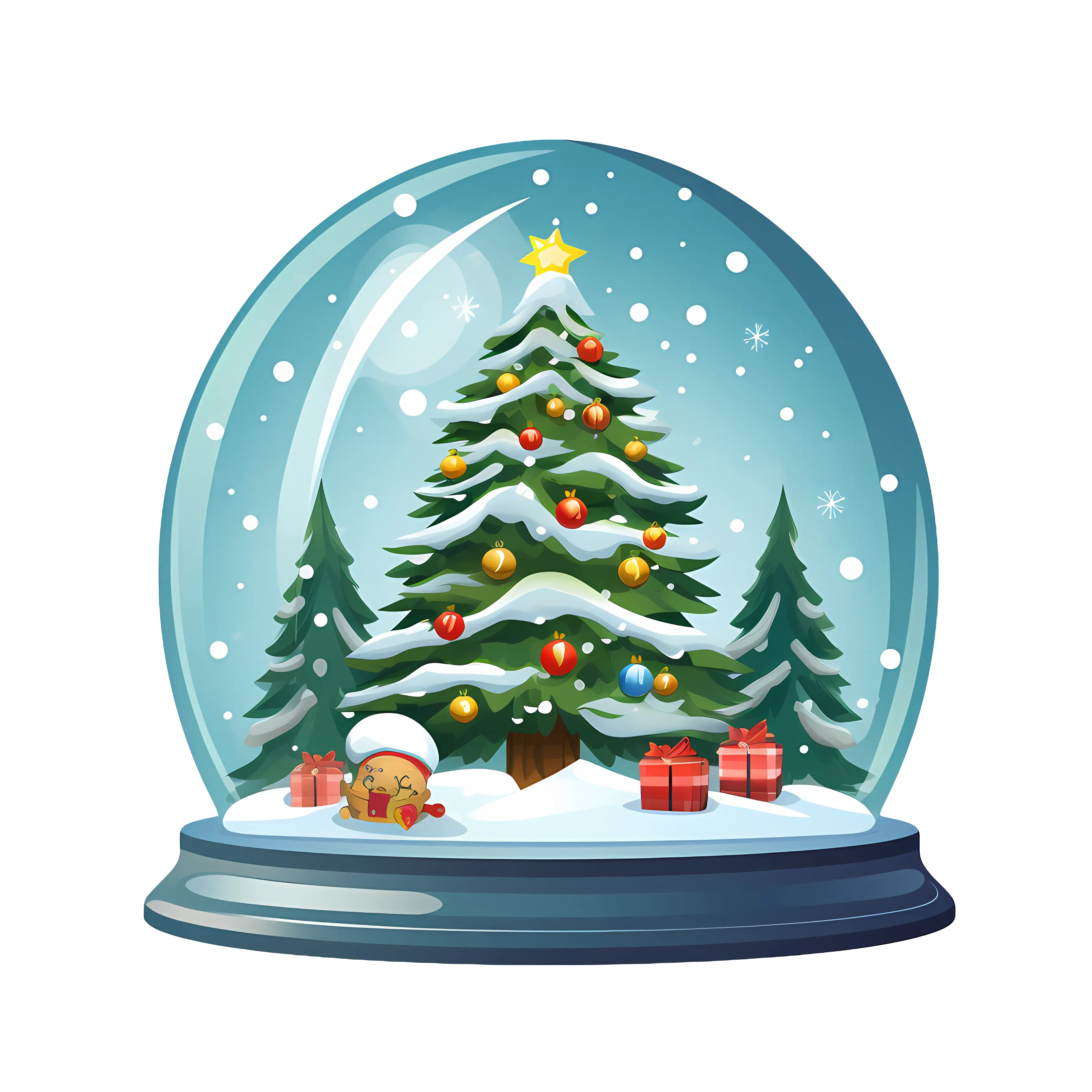 Glowing Snow Globe with Christmas Tree and Presents