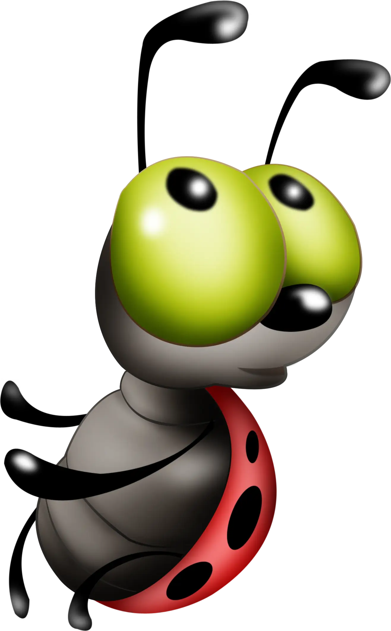 Cartoon Ladybug with Green Eyes for Creative Designs