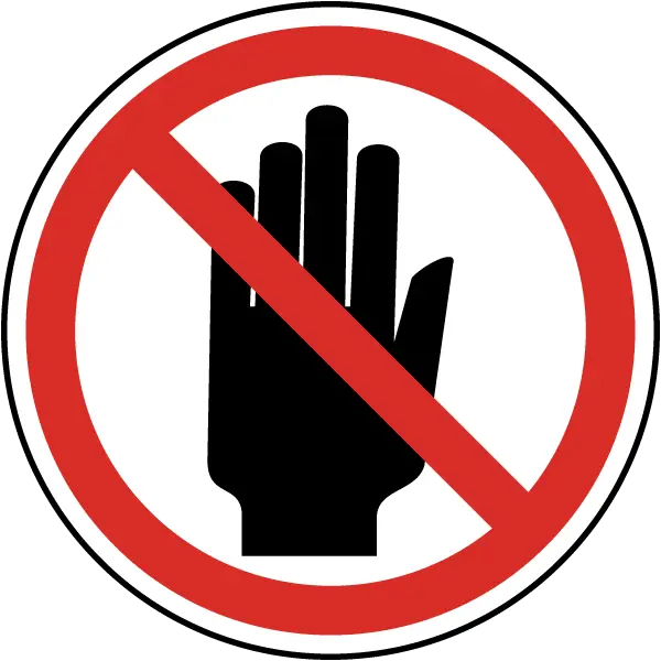 No Entry Warning Sign with Hand Symbol