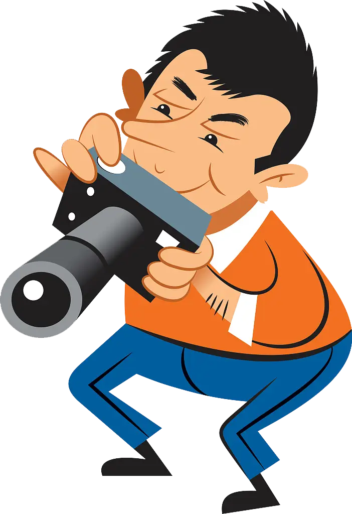 Cartoon Character Taking a Photo