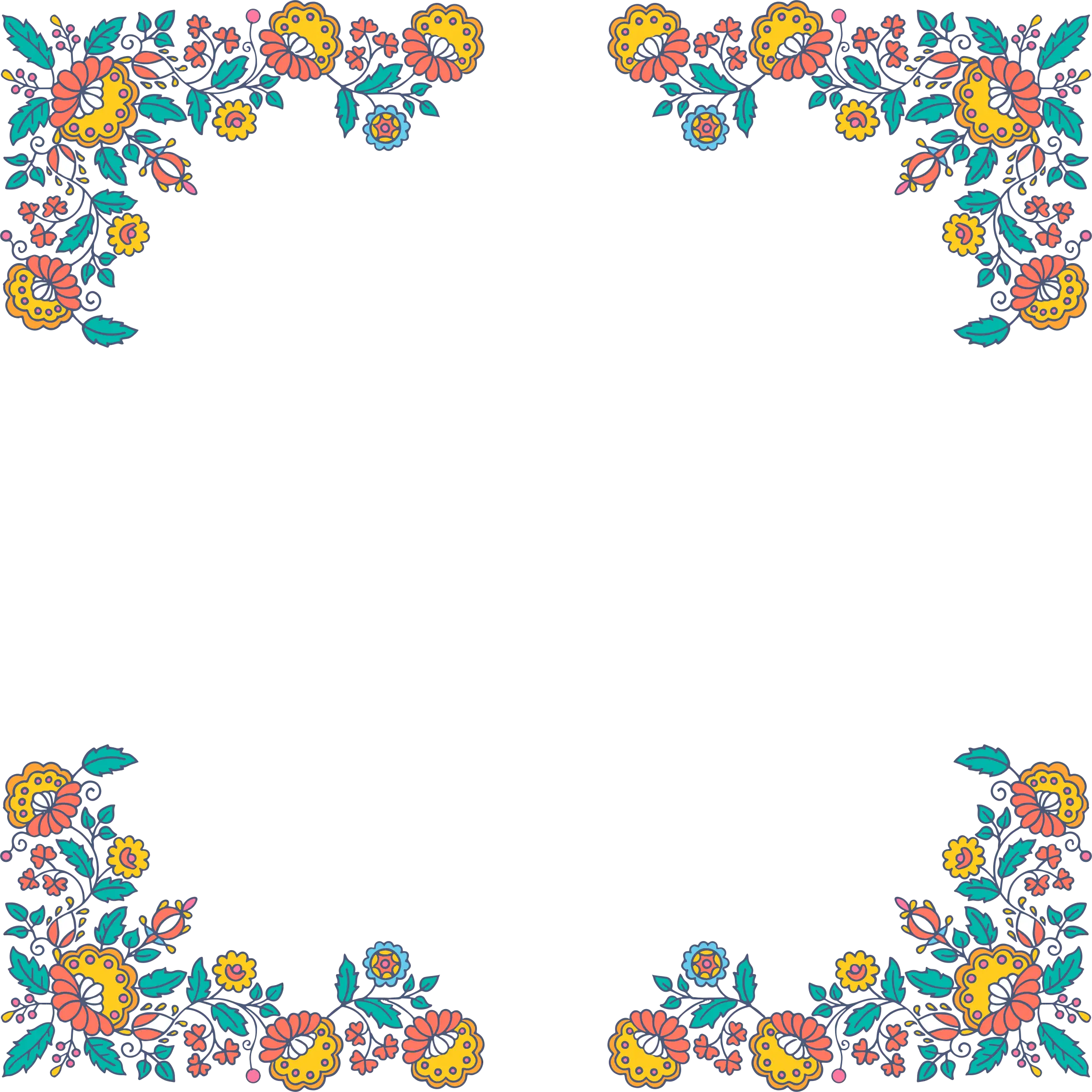 Floral Frame with Colorful Flowers