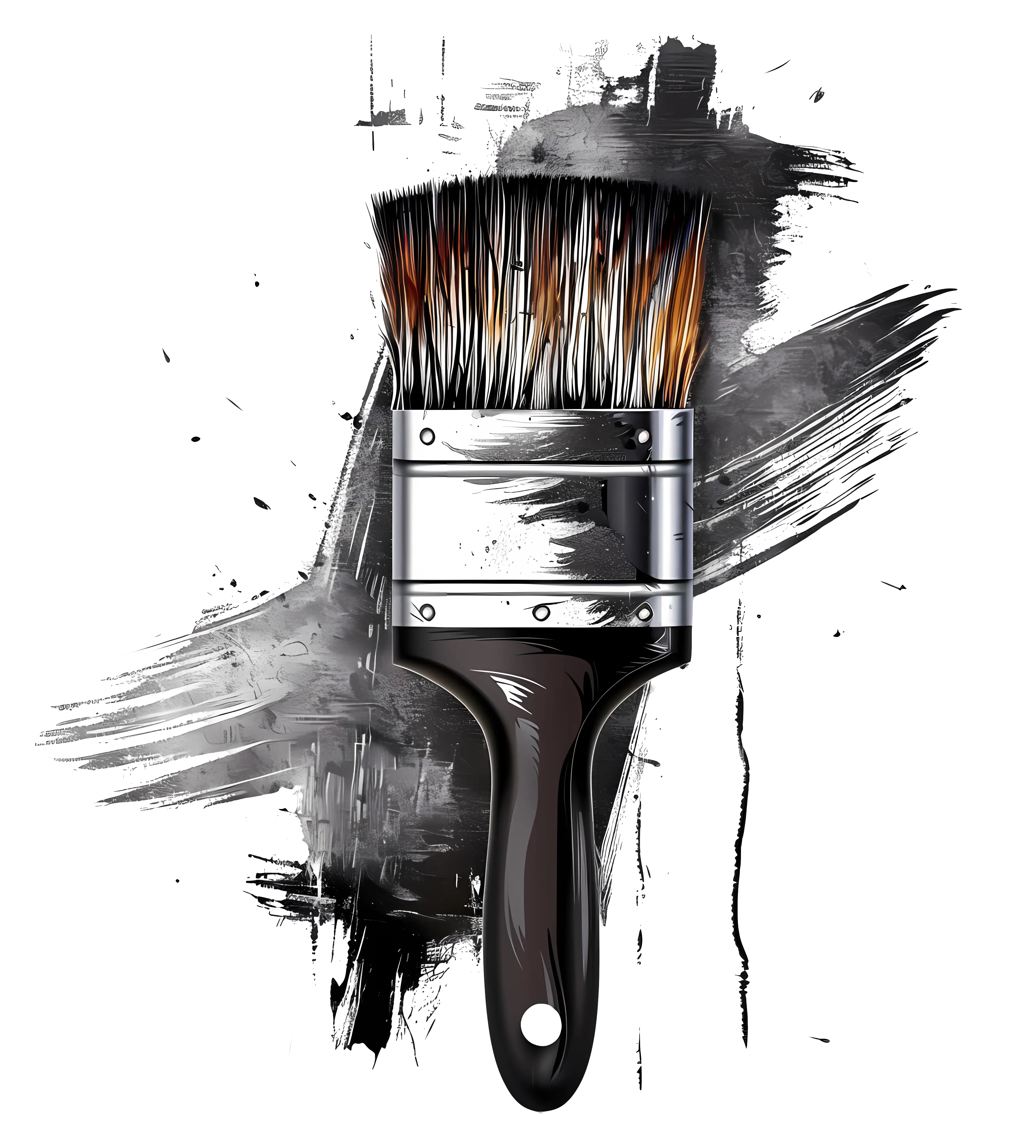 Artistic Paint Brush with Black Paint
