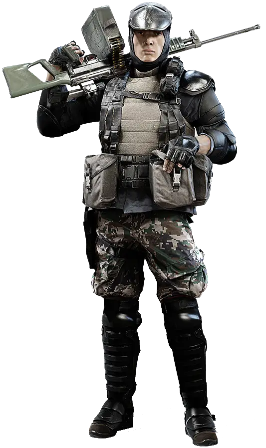 Soldier in Full Gear with Weapon