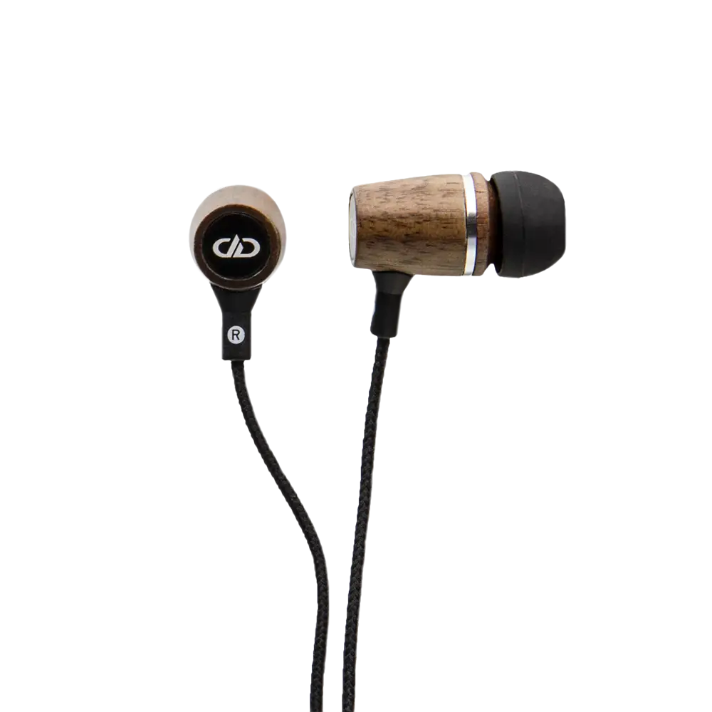 Stylish Wooden Earphones With Cable