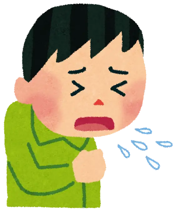 Coughing Boy Cartoon Illustration