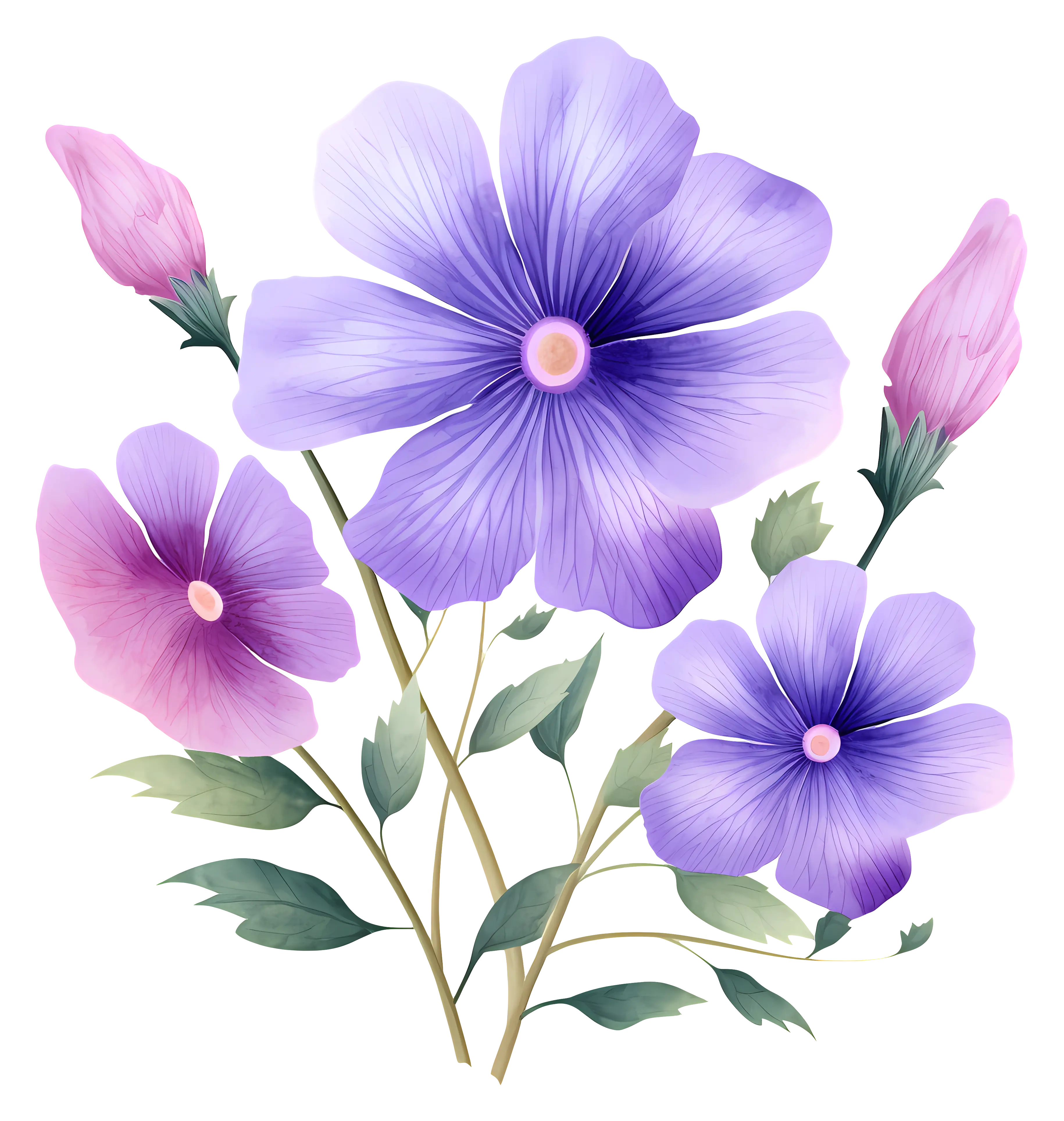 Vivid Purple Flowers with Green Stems