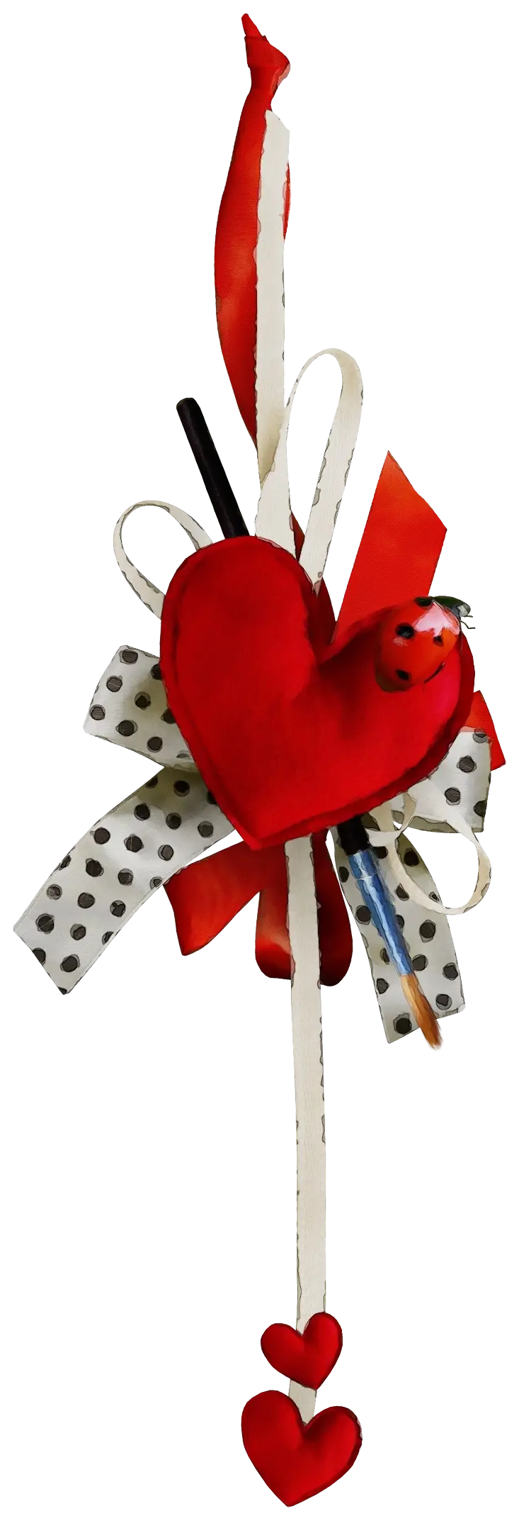 Red Heart Decoration with Ribbon