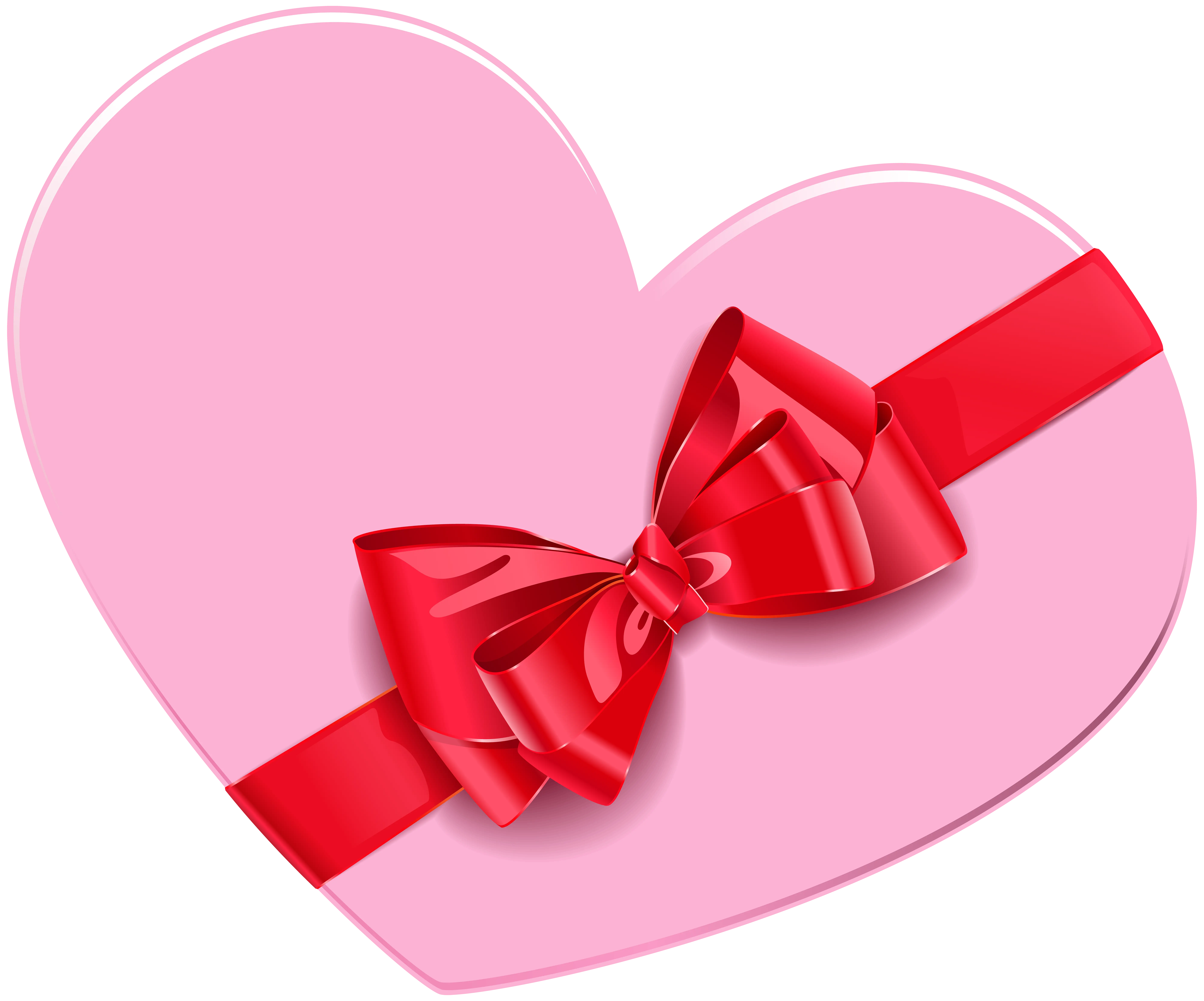 Pink Heart Gift with Red Ribbon