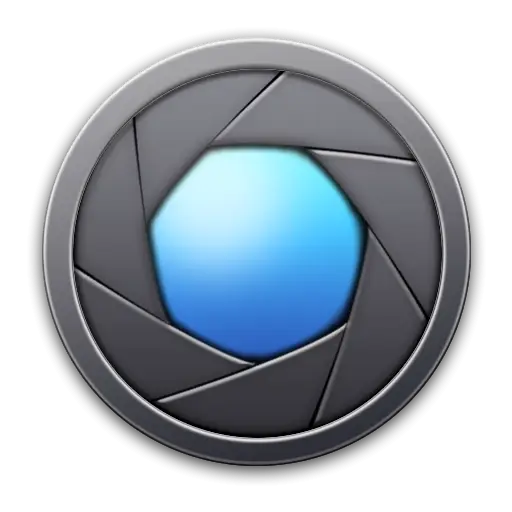 Blue Camera Lens Icon for Photography