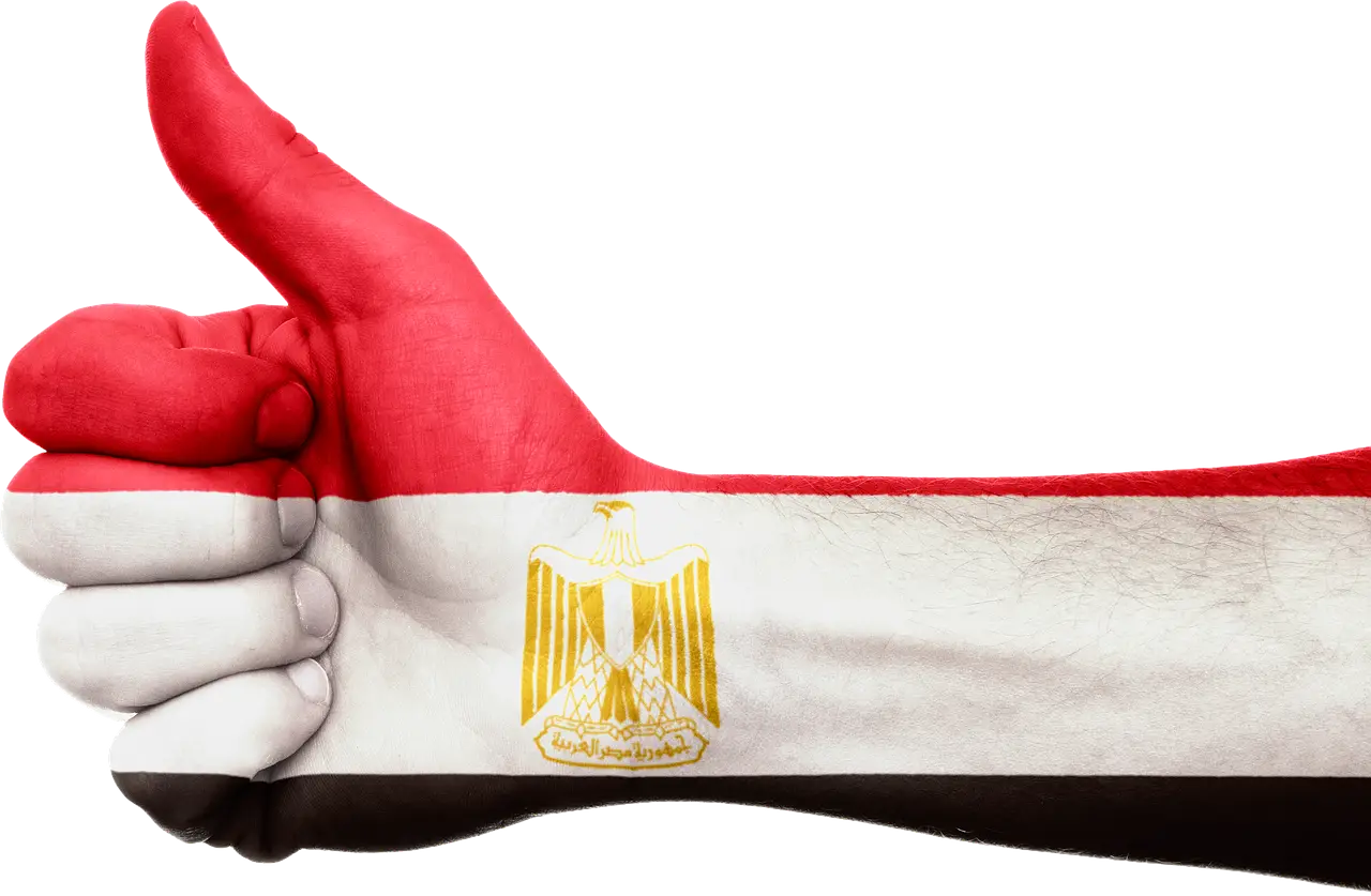 Thumbs Up with Egyptian Flag Painted