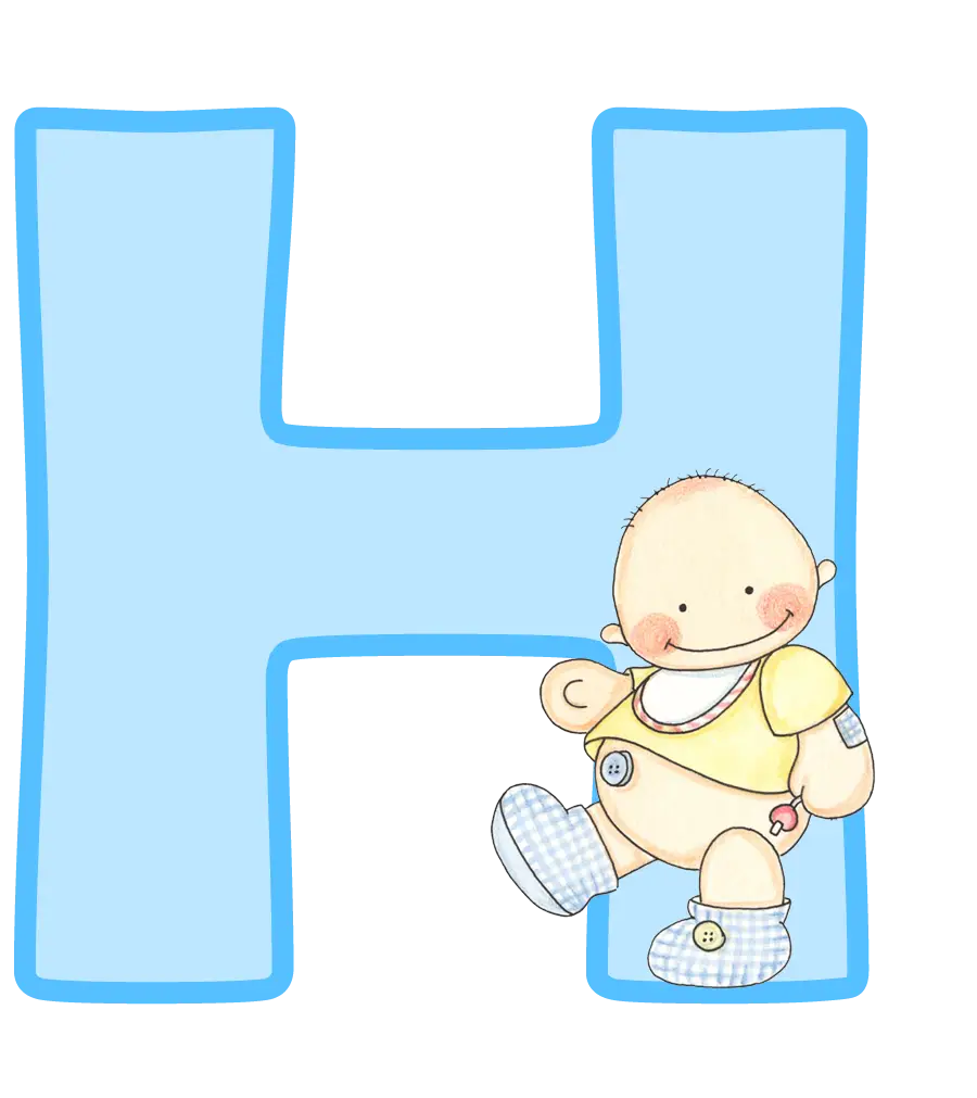 Cute Baby with Letter H Illustration