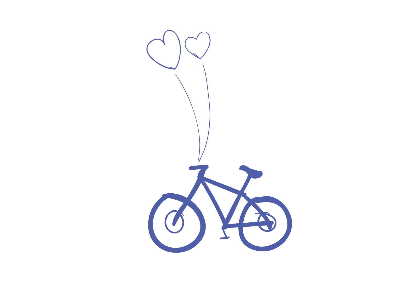 Bicycle with Heart Balloons Drawing