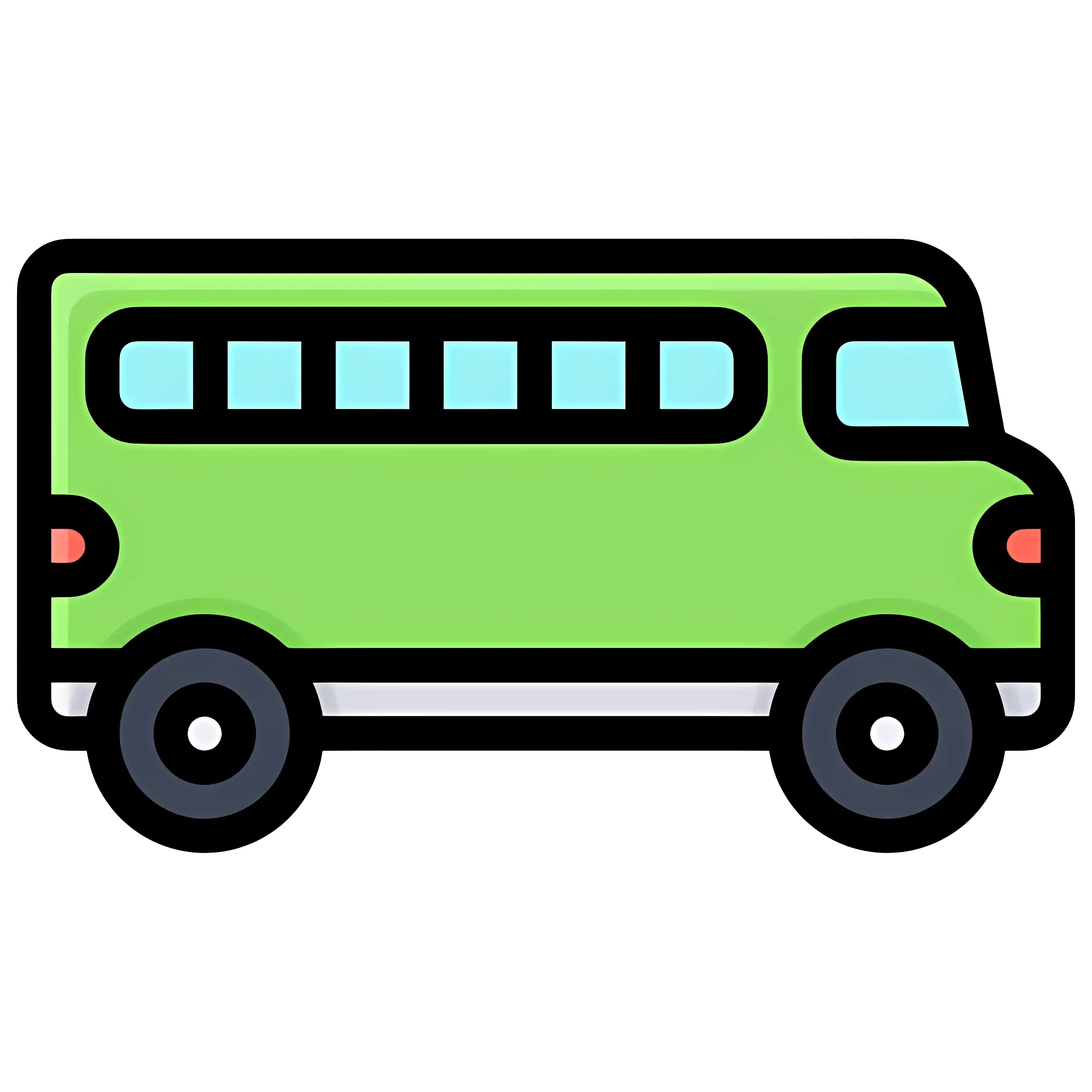 Cartoon Green Bus in Simple Style