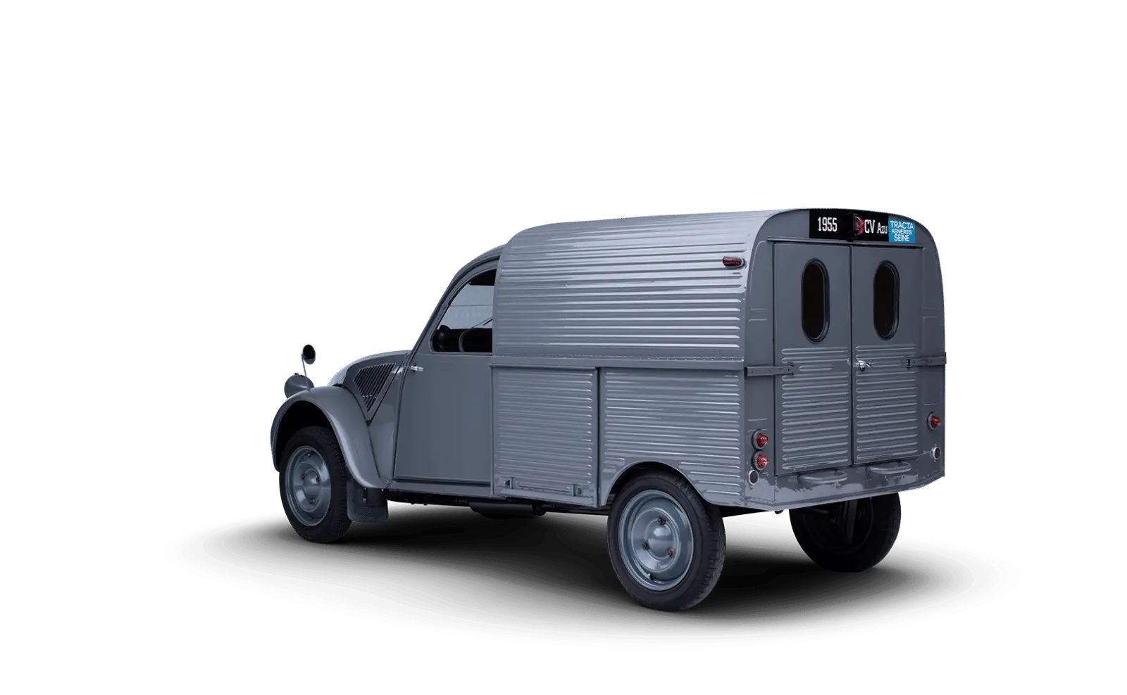 Silver Vintage Delivery Truck Illustration