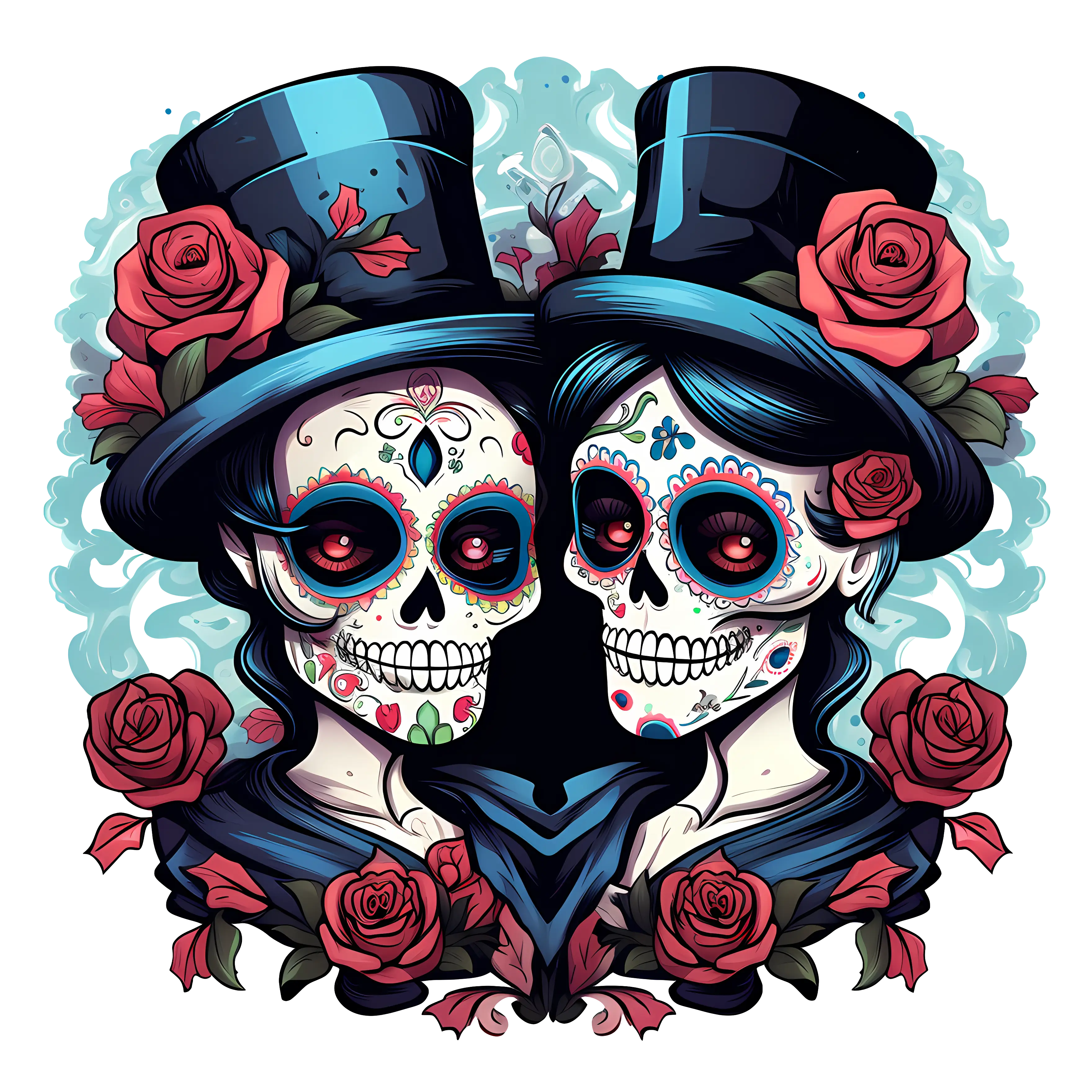 Colorful Floral Sugar Skull Art