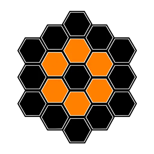 Hexagonal Geometric Pattern in Orange and Black