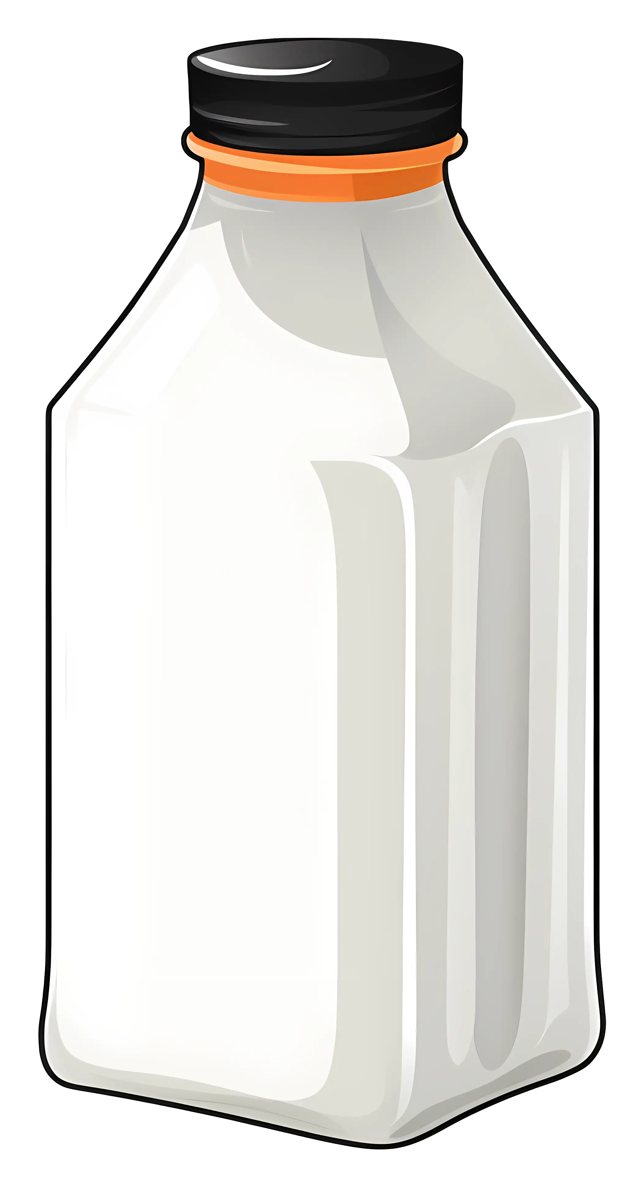 Milk Bottle with Black Cap