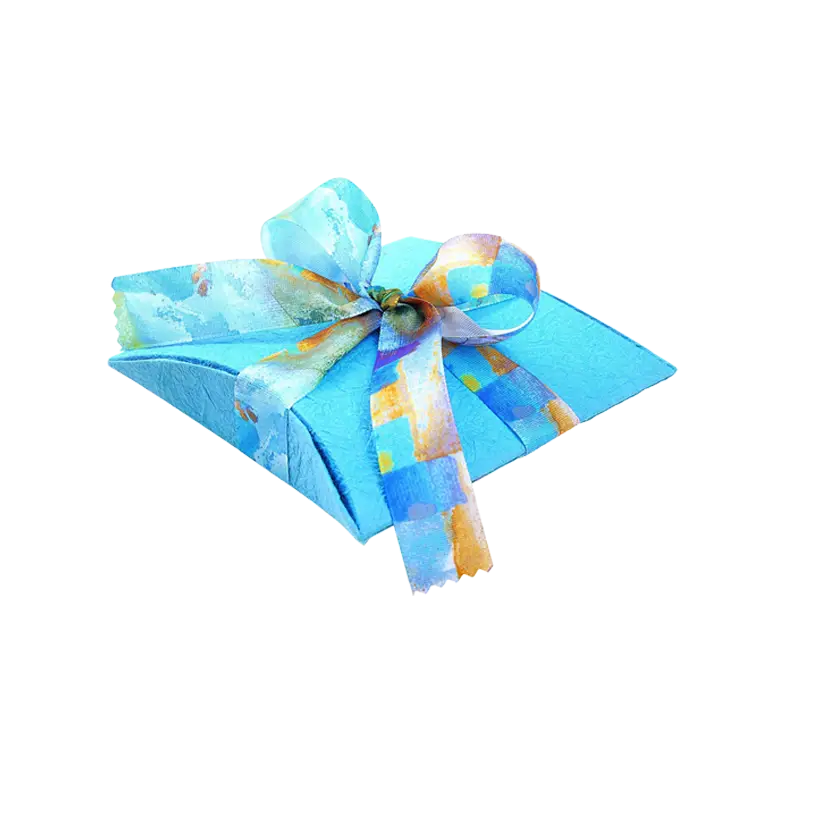 Blue Gift Box with Colorful Ribbon