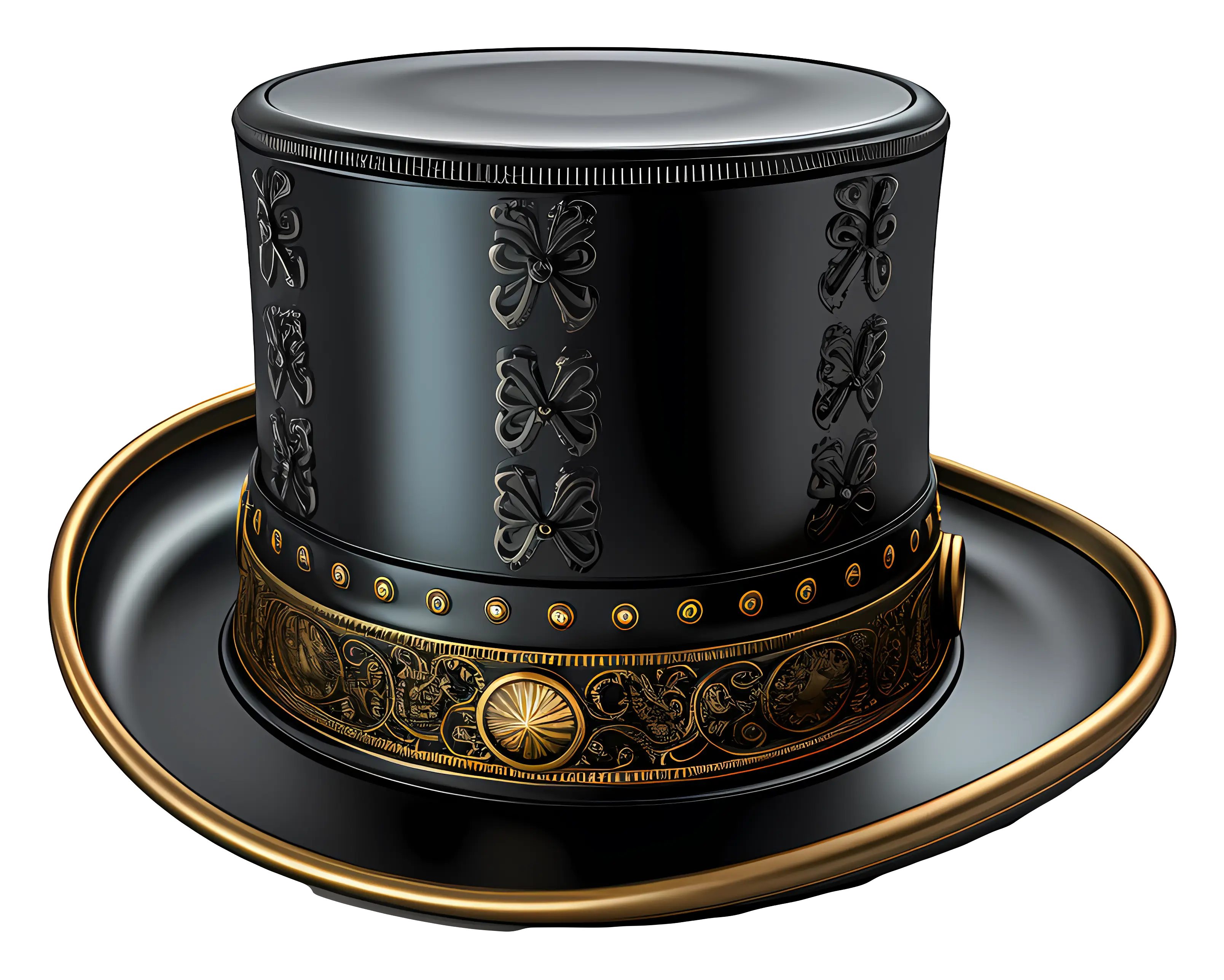 Elegant Top Hat with Golden Embellishments