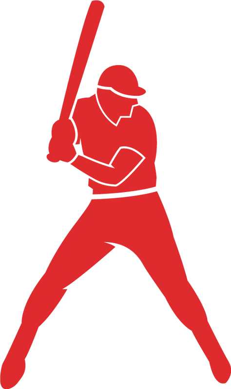 Red Baseball Player Icon in Action Pose