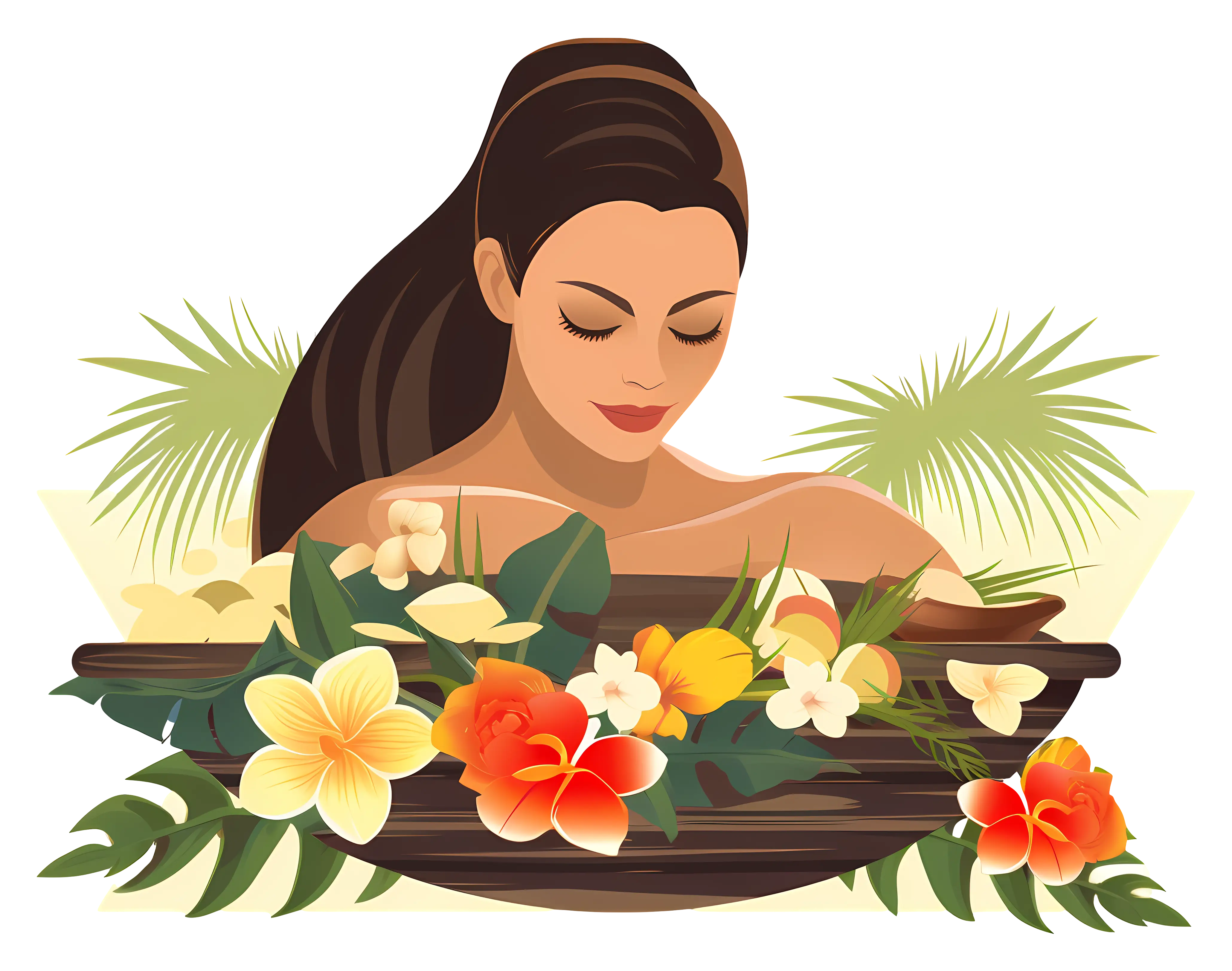 Woman with Tropical Flowers