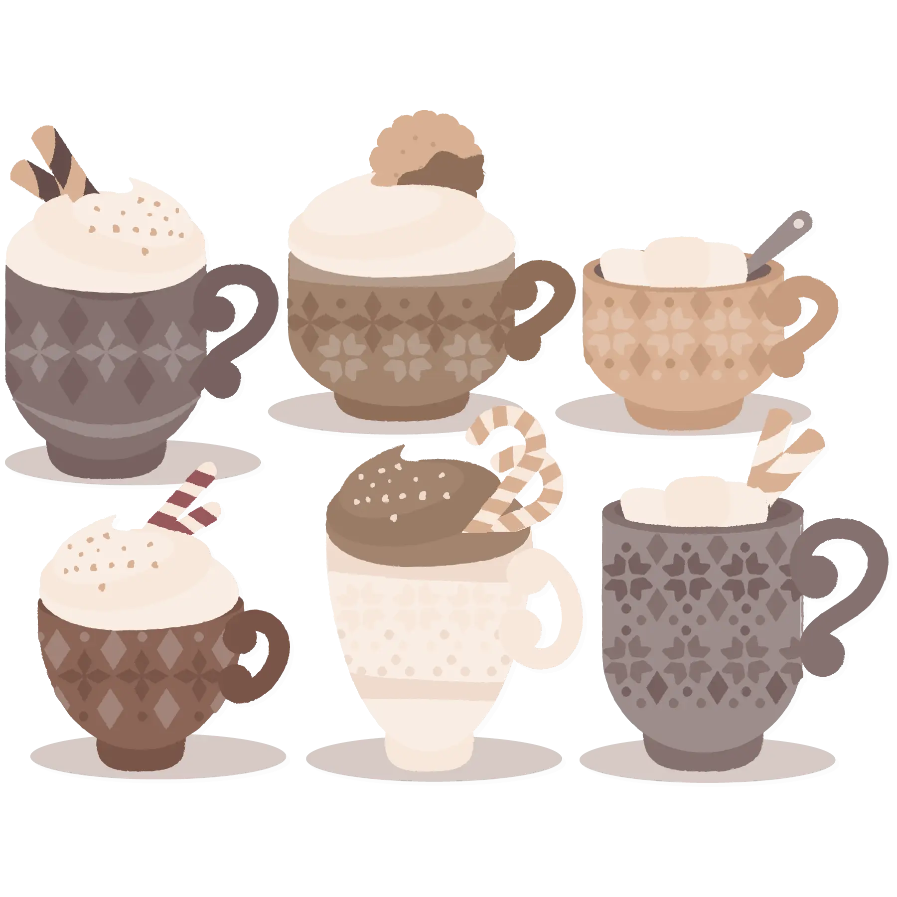 Assorted Cups with Hot Drinks