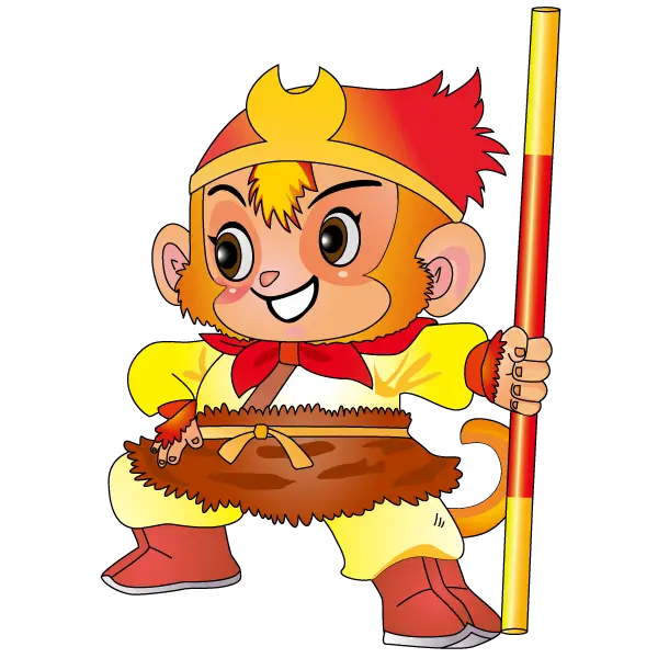 Cartoon Monkey King with Staff