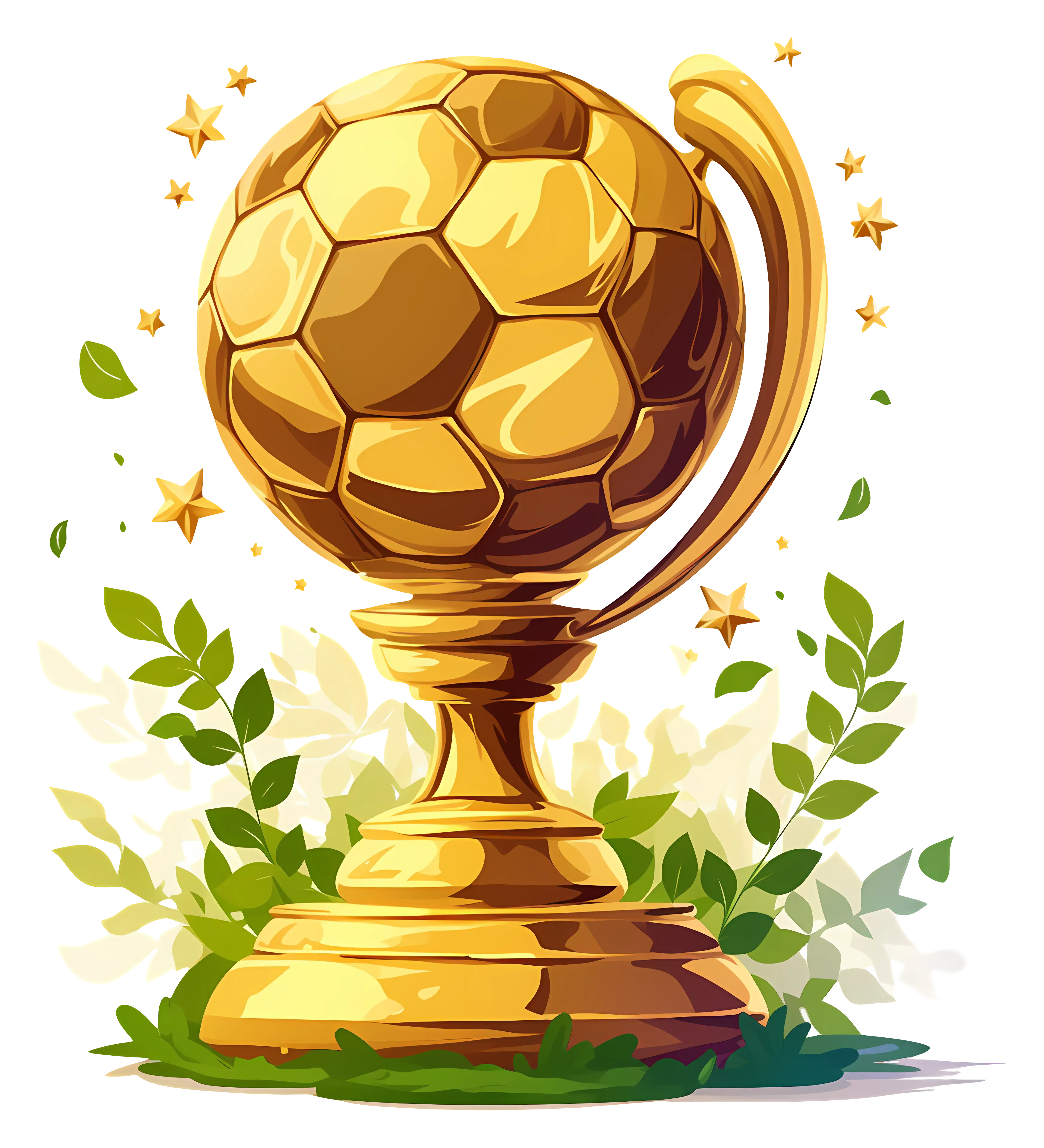 Golden Soccer Trophy with Leaves