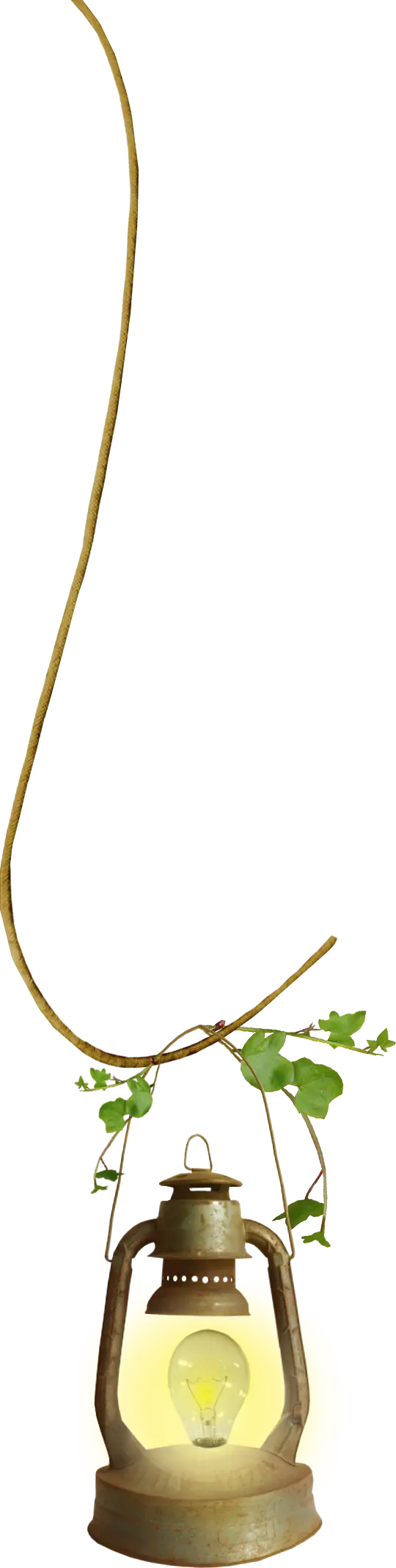 Hanging Lantern with Rope and Leaves