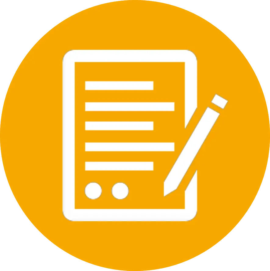 Orange Clipboard Icon with Pencil