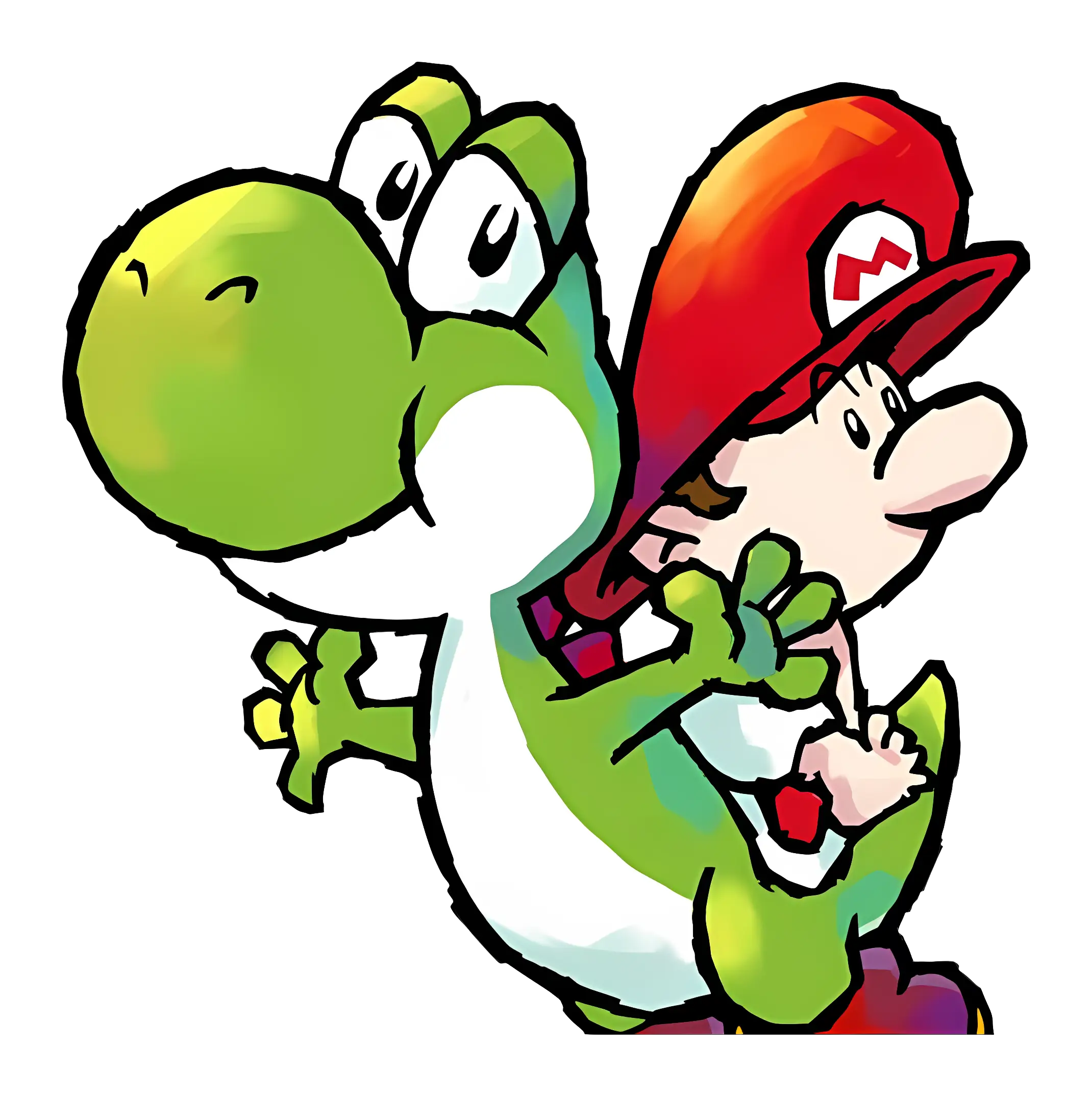 Green Dinosaur with Baby in Red Hat