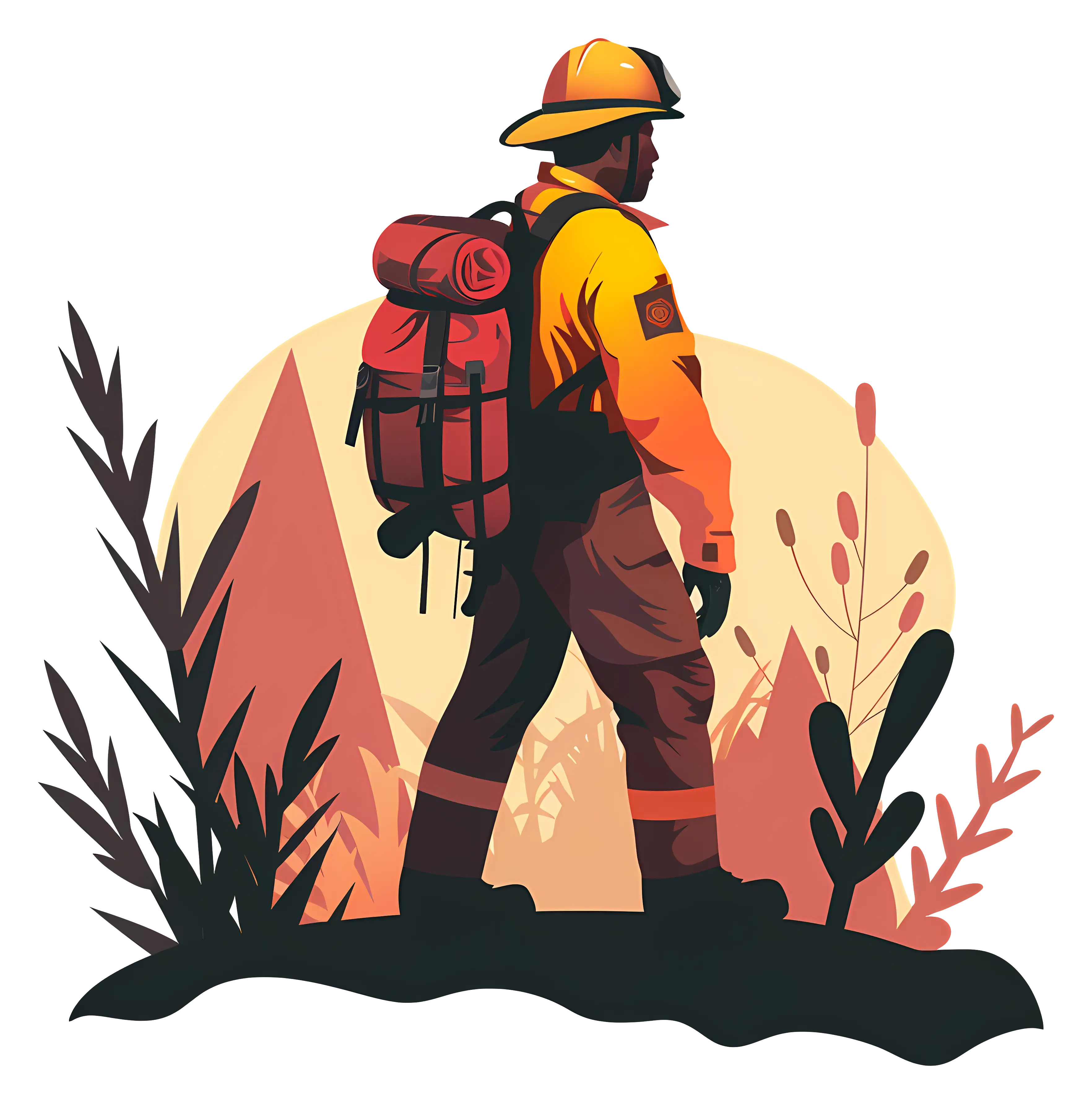 Brave Firefighter in Action