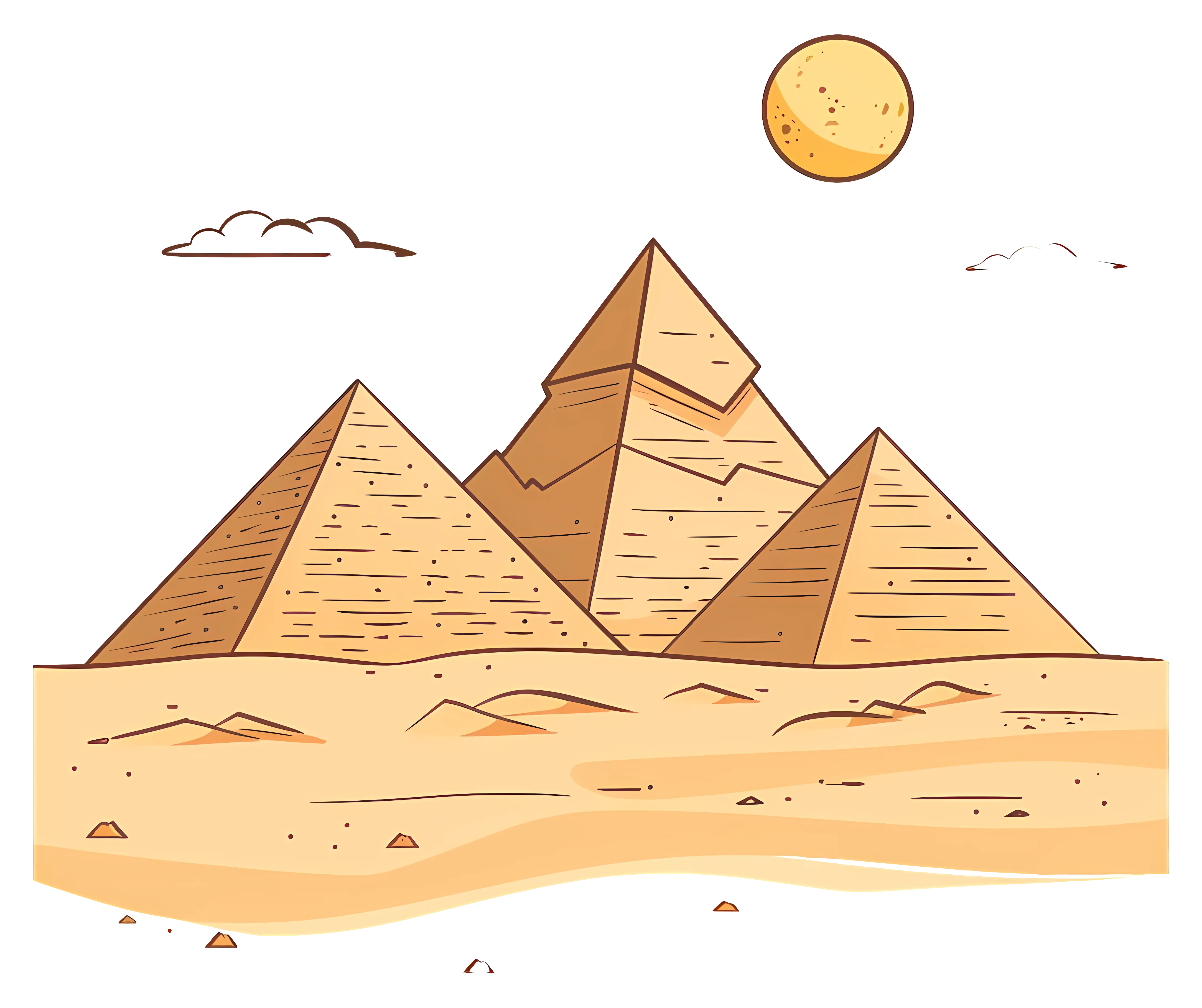 Egyptian Pyramids in Cartoon Style