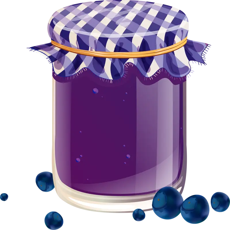 Blueberry Jam Jar with Fresh Berries and Lid Design