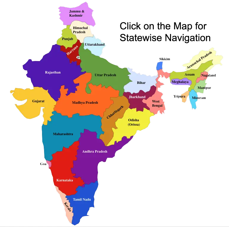 Colorful Map of India with States