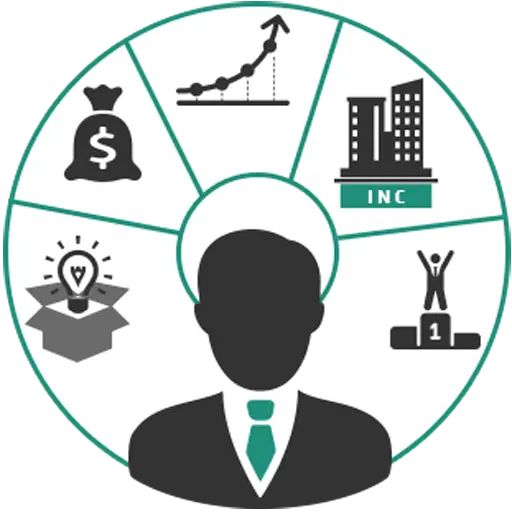 Successful Businessman with Growth Icons