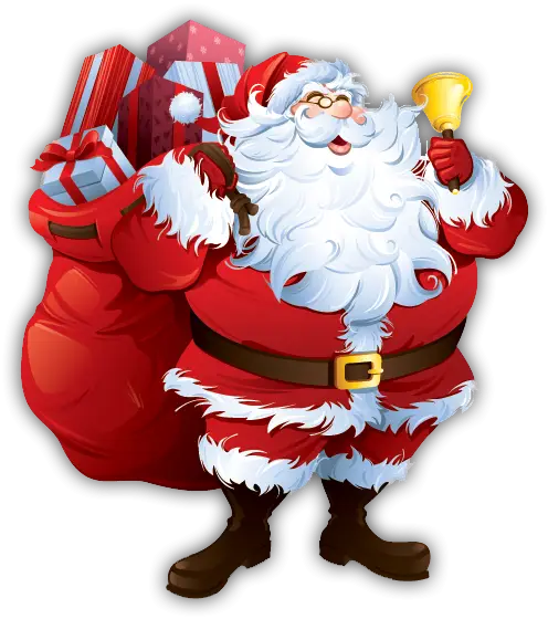 Santa Claus with a Sack of Gifts and a Bell