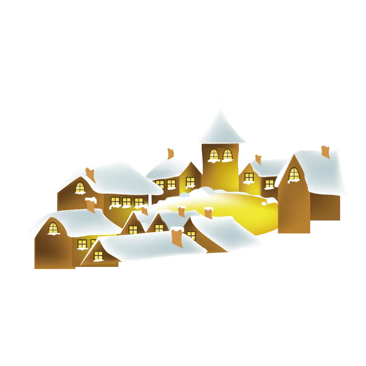 Snowy Village at Night