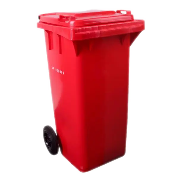 Red Wheeled Trash Bin